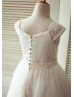 Cap Sleeves Ivory Lace Tulle Wedding Flower Girl Dress